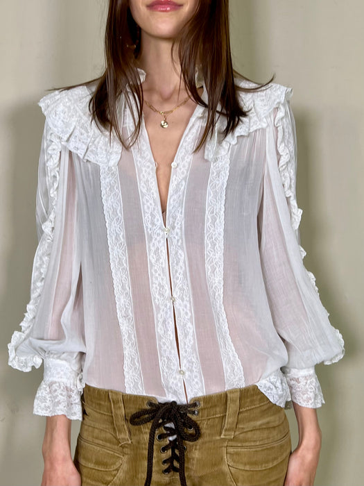 Pearl, 70s white cotton vintage blouse