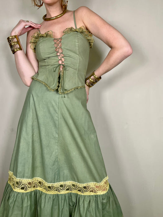 Fabi, kaki 2 piece 70s cotton set