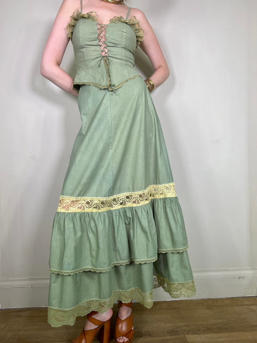 Fabi, kaki 2 piece 70s cotton set