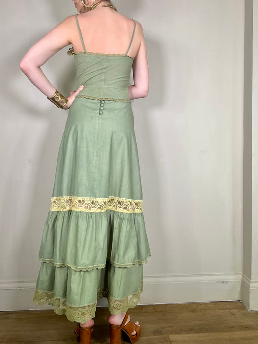 Fabi, kaki 2 piece 70s cotton set