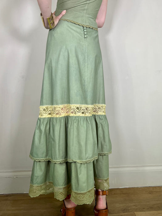 Fabi, kaki 2 piece 70s cotton set