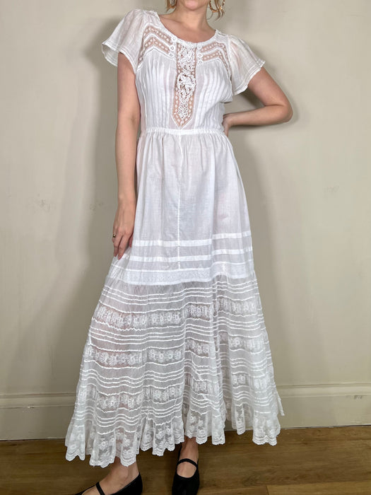 Renata,  Victorian reworked cotton and lace dress