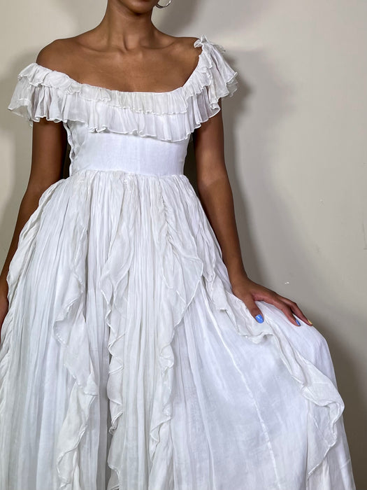 June, white cotton goddess vintage gown