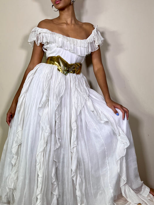 June, white cotton goddess vintage gown