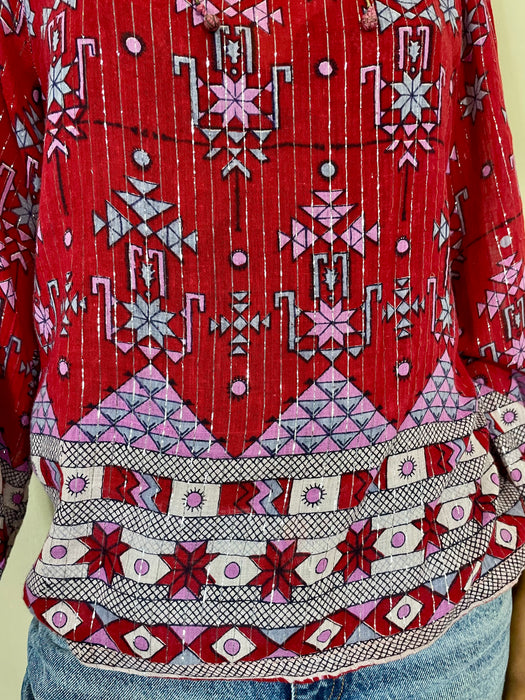 Caz, 70s Indian cotton print blouse
