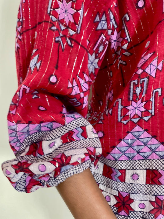 Caz, 70s Indian cotton print blouse