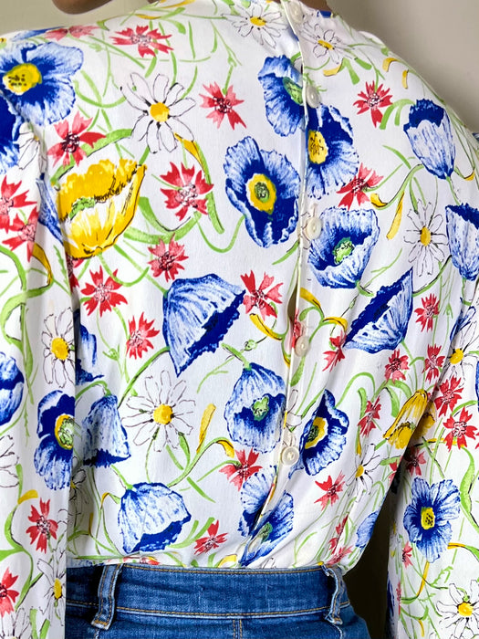 Magda, 40s floral print crepe blouse