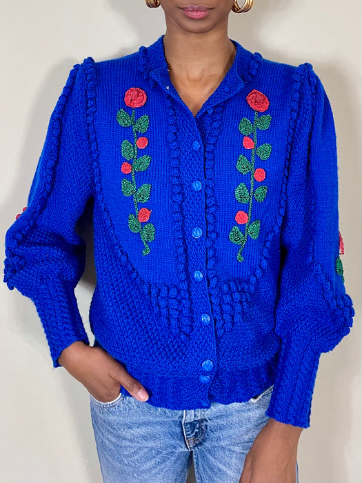 Bay, Cobalt blue hand knit cardigan