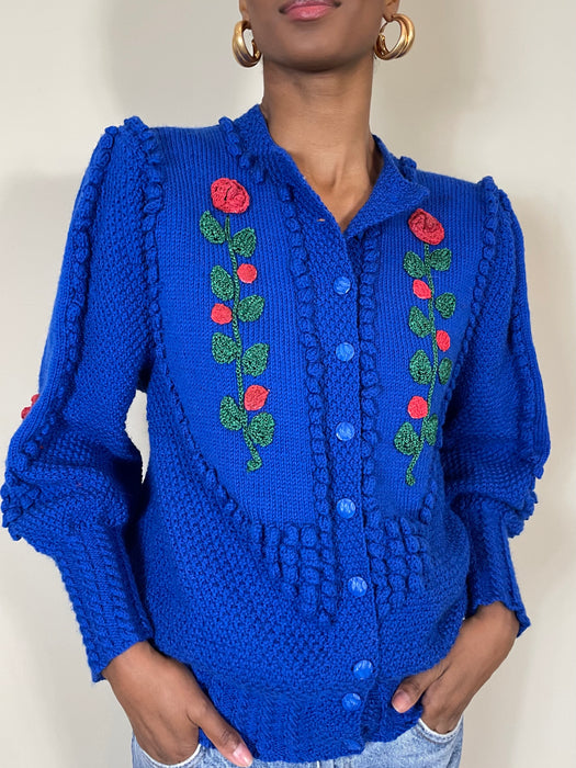 Bay, Cobalt blue hand knit cardigan