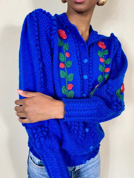 Bay, Cobalt blue hand knit cardigan