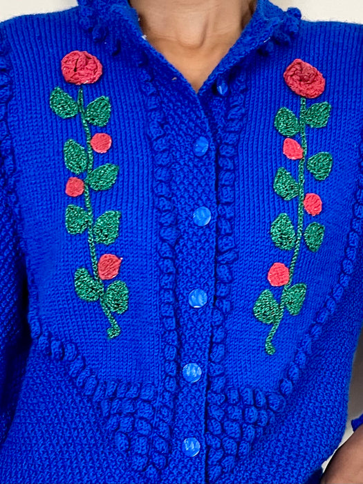 Bay, Cobalt blue hand knit cardigan