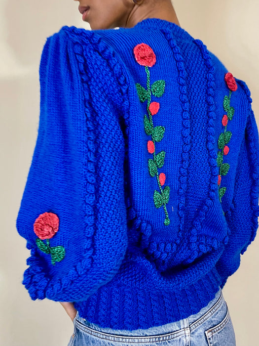 Bay, Cobalt blue hand knit cardigan