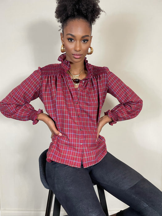 Emma, plaid smock blouse