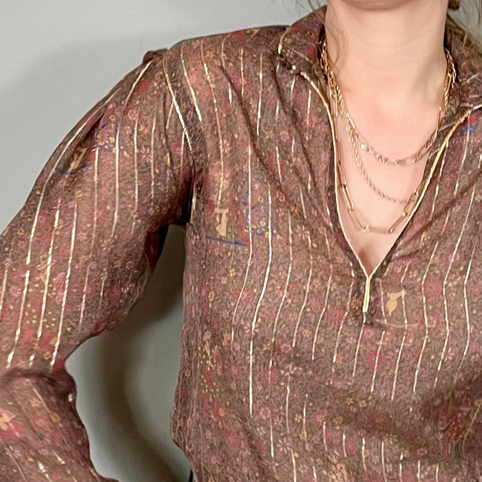 Roka, silk print vintage blouse
