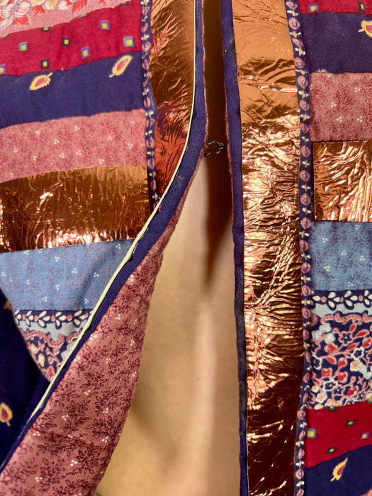 Sienna, patchwork 70s jacket with leather metallic butterfly