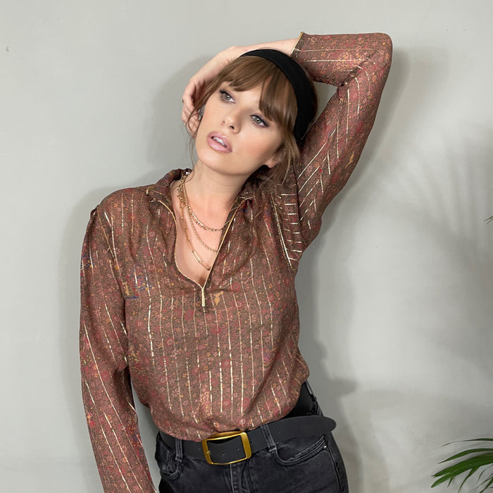 Roka, silk print vintage blouse