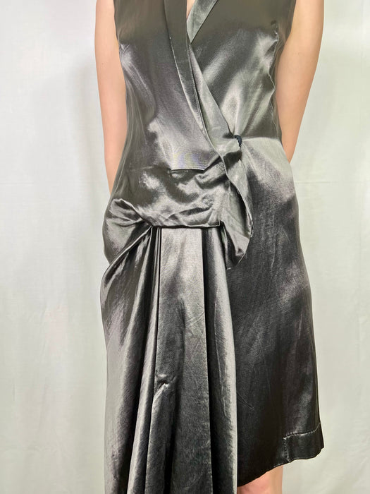 Marnie, vintage silver silk draped dress