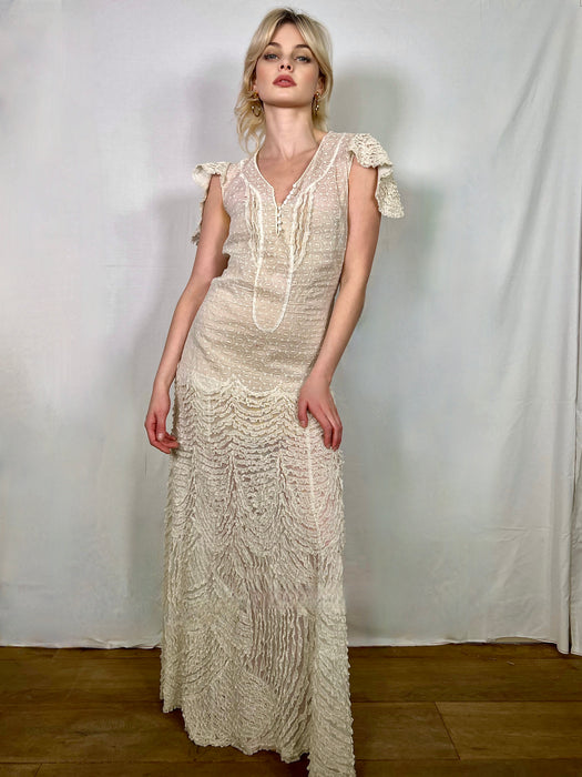 Abelle, 20s white lace froth dress