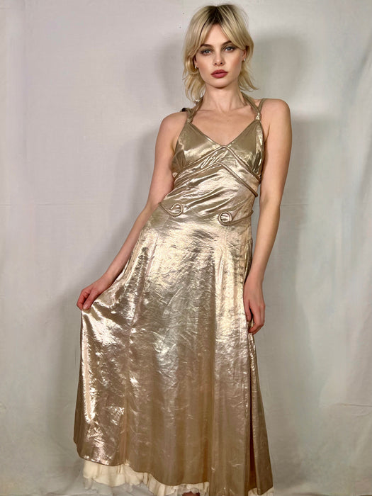 Marc Jacobs, 2004 silver liquid catwalk Art Deco dress