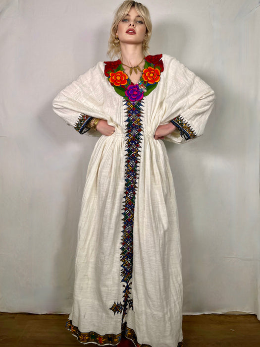 Magda, 70s cheesecloth embroidered Kaftan