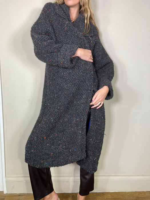 Kattie, lambswool long hand knit coat