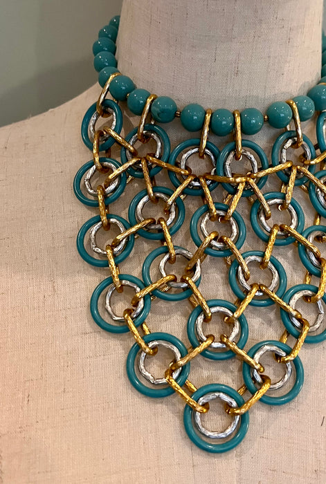 Ciara, turquoise beaded 60s original necklace