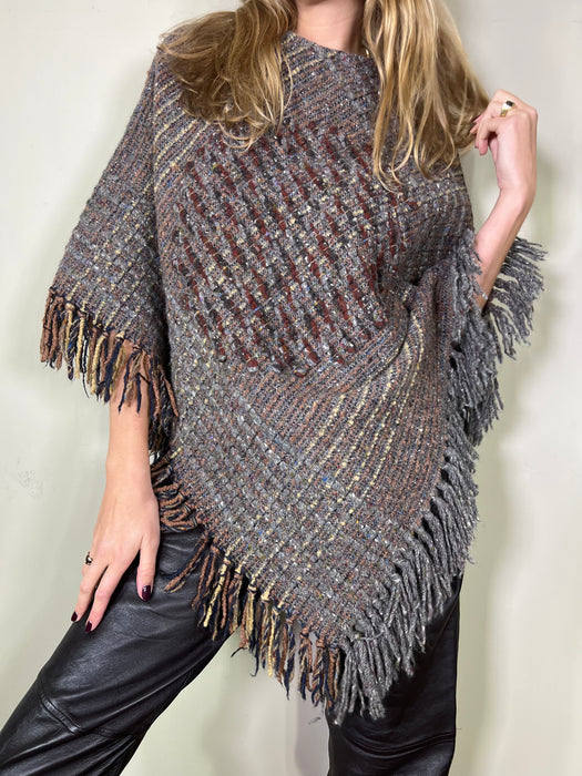 Astea, vintage lambswool fringed poncho