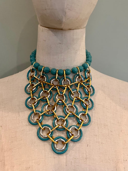 Ciara, turquoise beaded 60s original necklace